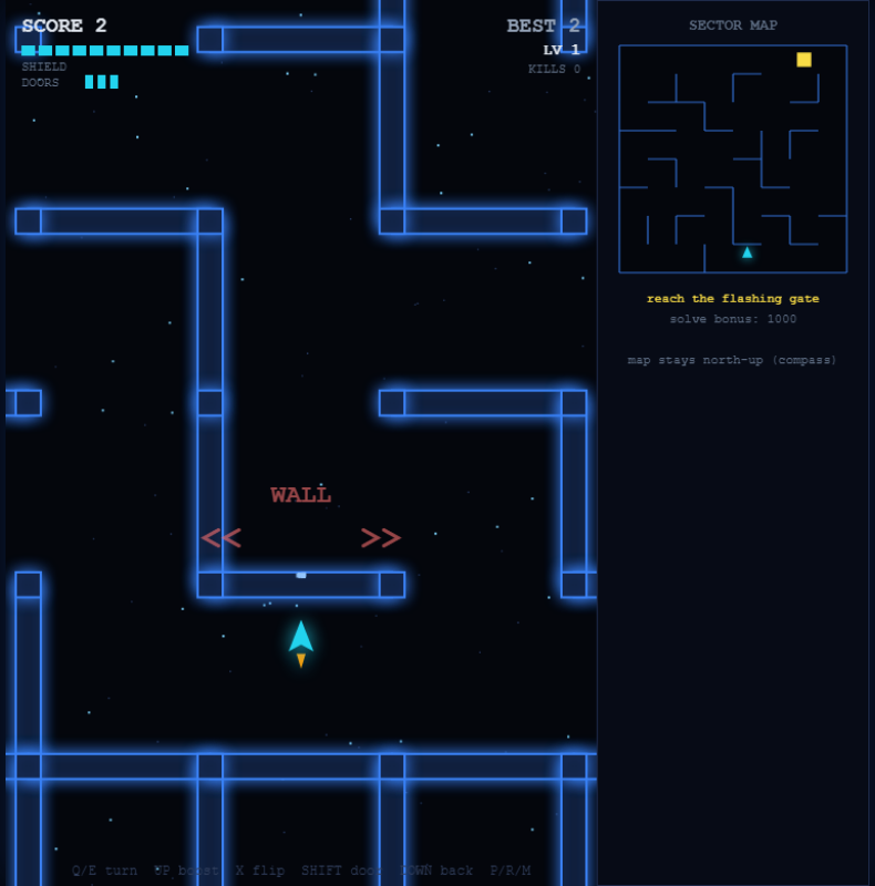 ALWAYS UP gameplay: the maze rotates around your ship